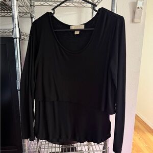 Michael Kors Black Layered Long Sleeve Top